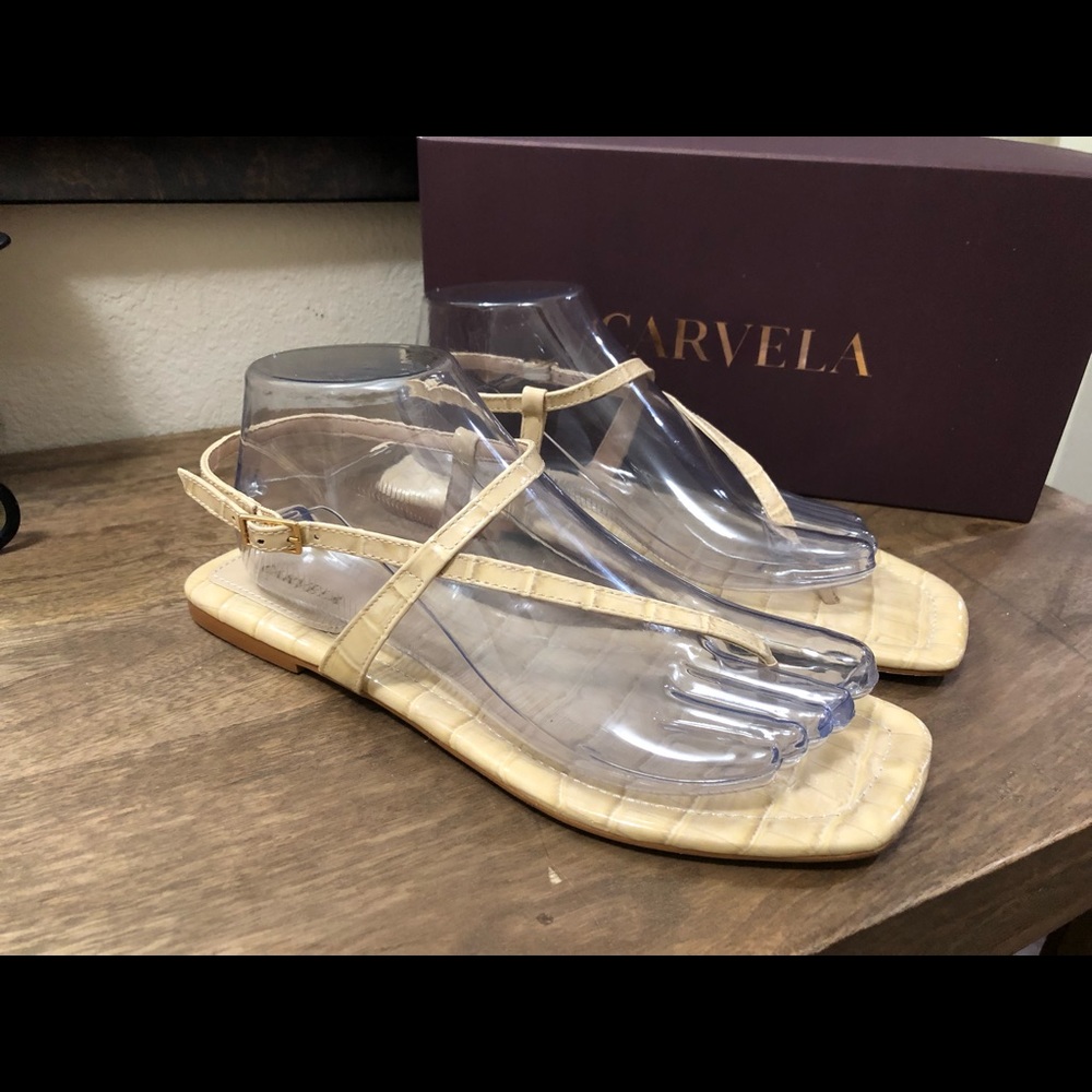 CARVELA Kase croc-embossed leather Women's sandals EUR Size 39 / US Size 8.5 NIB